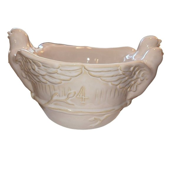 Pottery Barn Four Calling Birds Serving Bowl Twelve Days of Christmas NIB DH548 - Picture 5 of 9